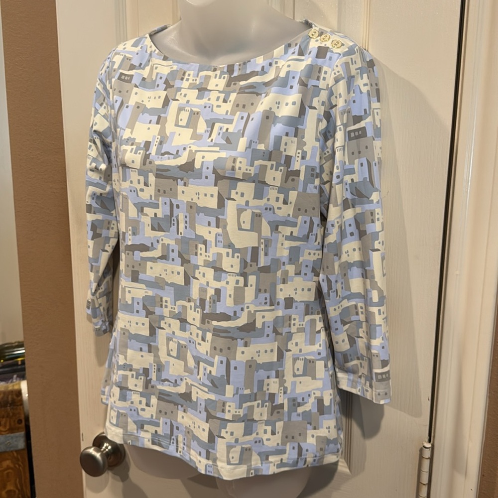 J. McLaughlin Women's Pueblo house Patterned Top. Sz Medium - Picture 4 of 9
